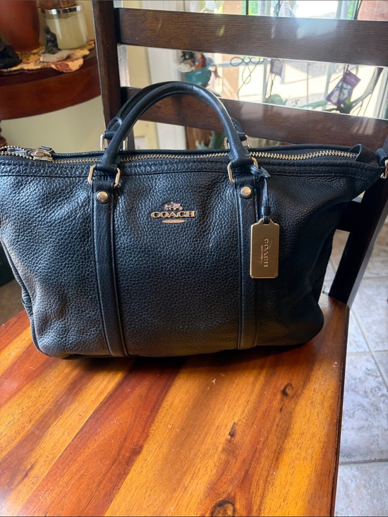 Coach Handbags - COACH pebbled Leather Central satchel  Bag - Black